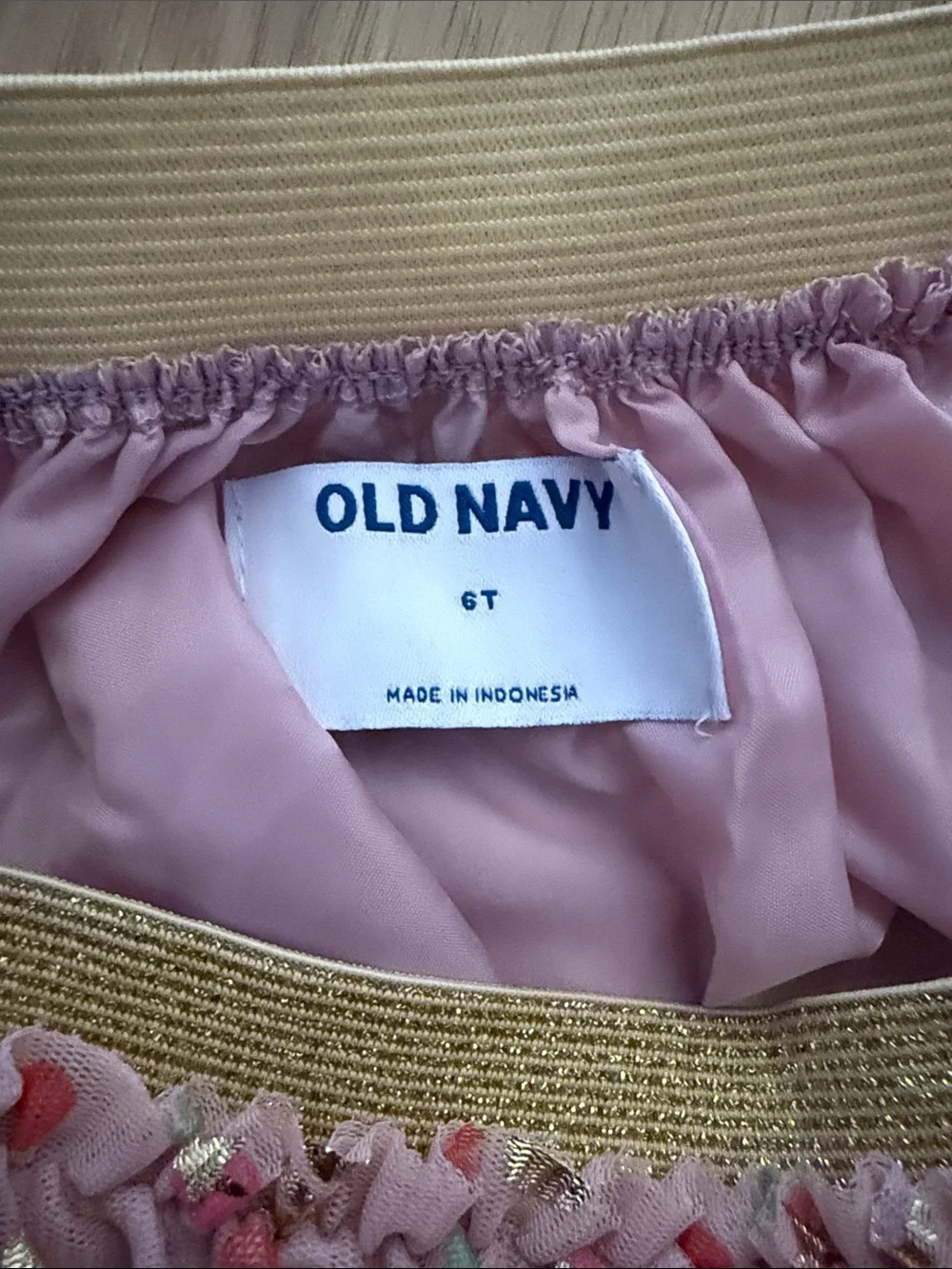 Old Navy Pink Sequin Dot Ruffle Skirt with Gold Waistband